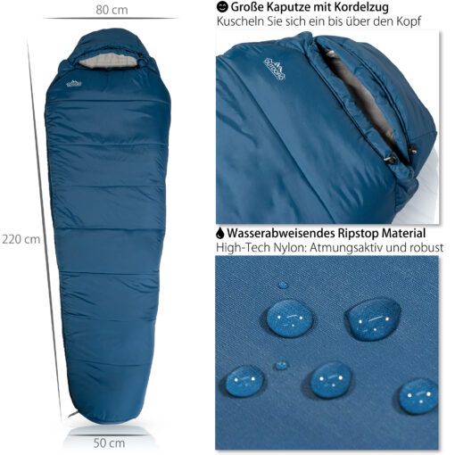 Outdoro® Schlafsack 3-4 Jahreszeiten für Outdoor & Camping im Frühling, Herbst & Winter - für Erwachsene – Bild 2